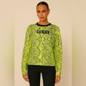 DKNY Sport Women's Snake-Print Activewear Long Sleeve Shirt, Green, Size S